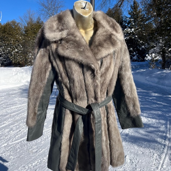 Vintage Short Cut Grey Mink and Leather Jacket - Picture 1 of 6
